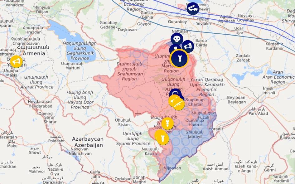 Нагорный карабах карта боевых действий на сегодня